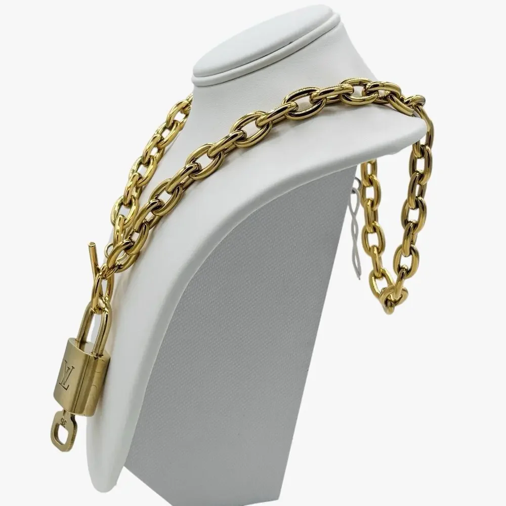 Authentic Louis Vuitton Lock &‎ Key with Unbranded Gold Plated Toggle Necklace